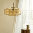 Ribbed glass pendant light