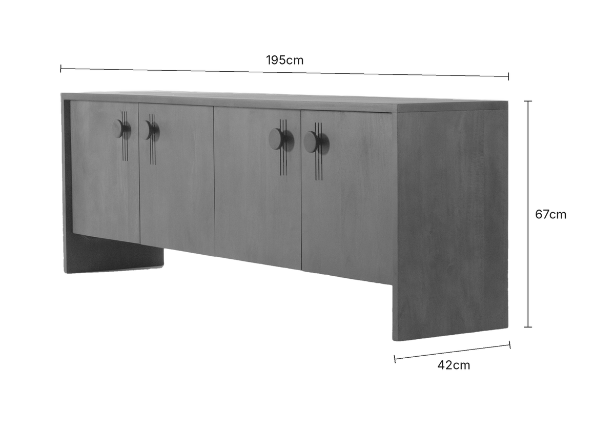 Ronin sideboard dimensions: 195cm length, 67cm height, 42cm depth