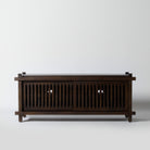 Slatted wooden media unit