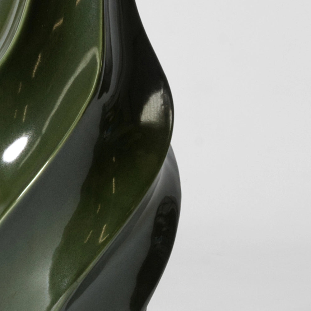 Sculptural green vase