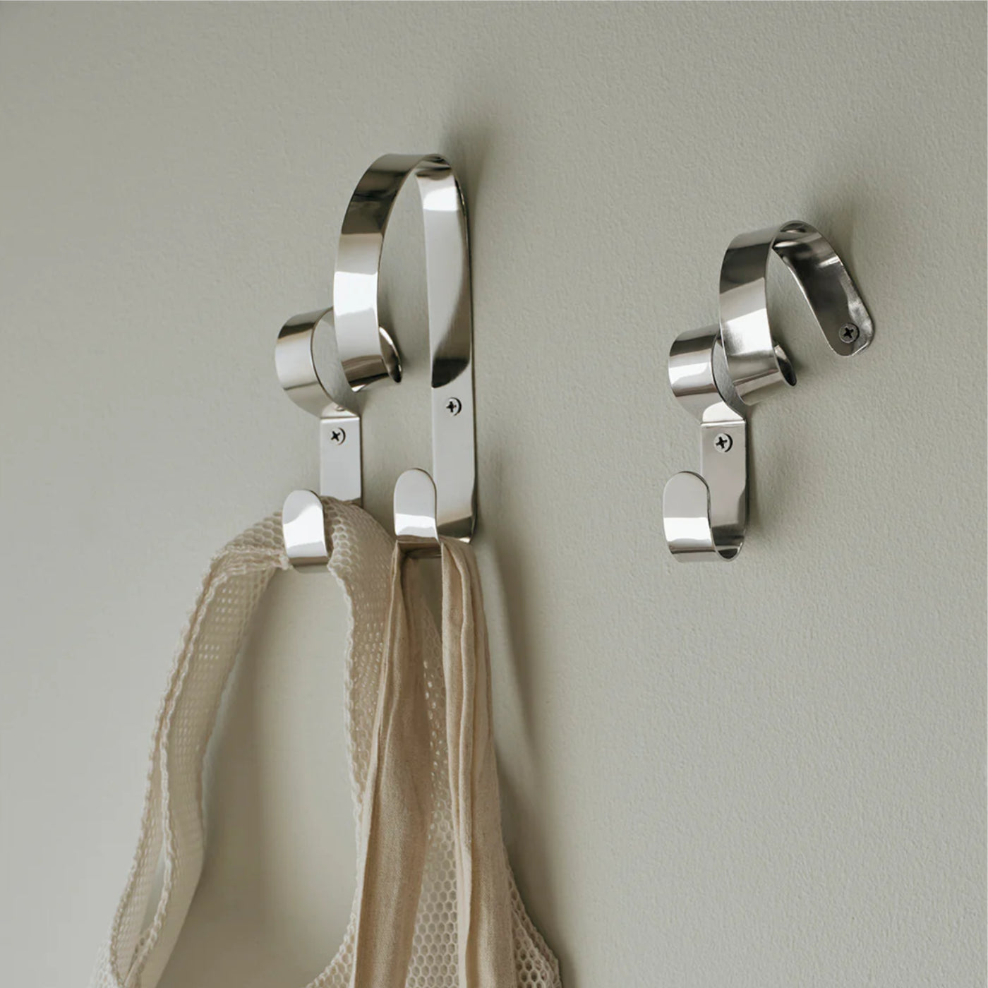 Polished silver wall hook
