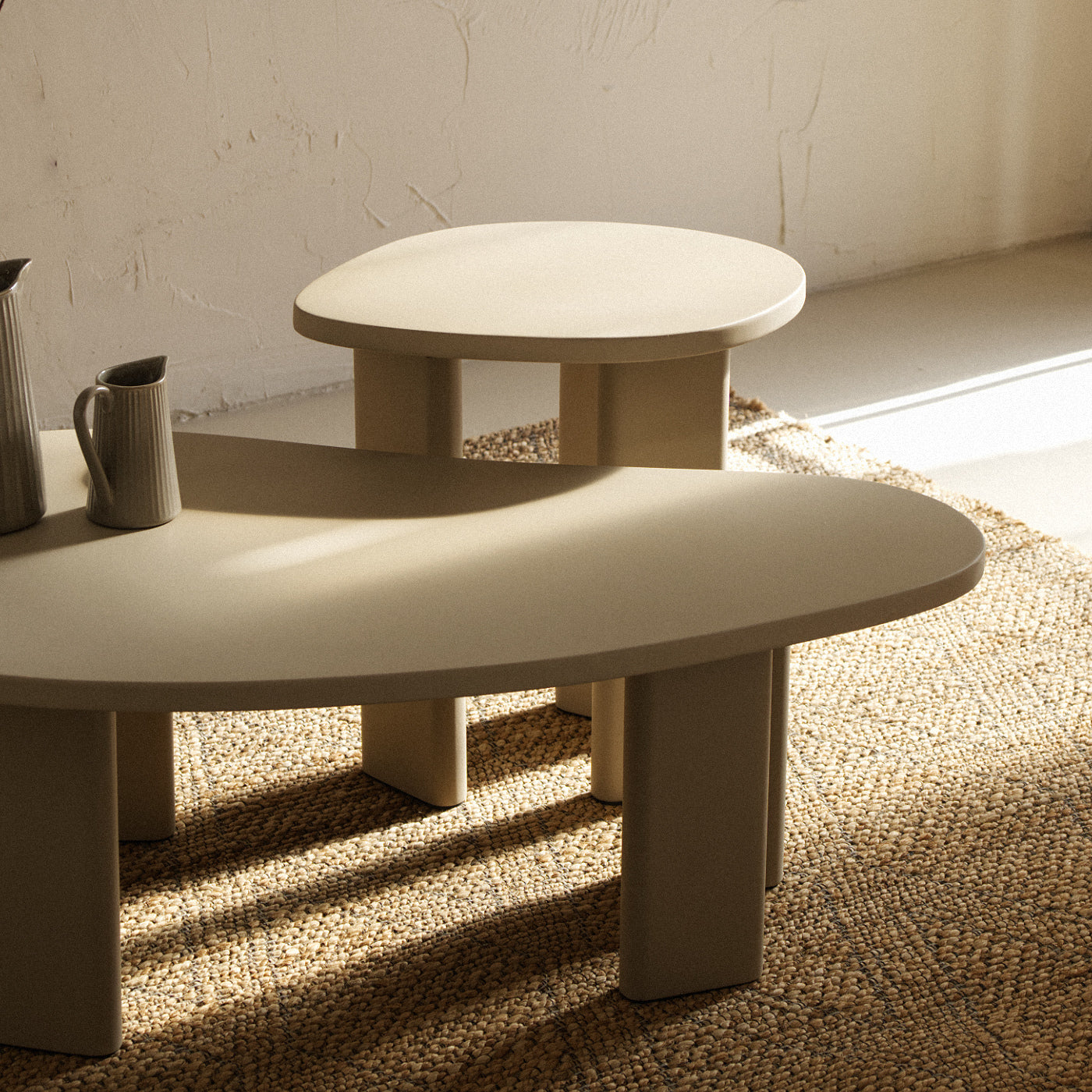 Beige coffee and side table