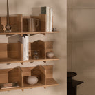 Oak modular wall shelf