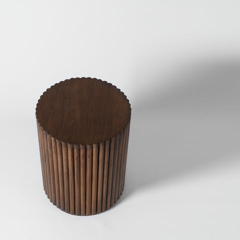 Baldr Walnut Side Table, Ribbed, Round | Vaunt Design
