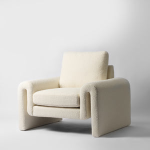 White boucle armchair