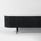 Fluted mango wood tv unit