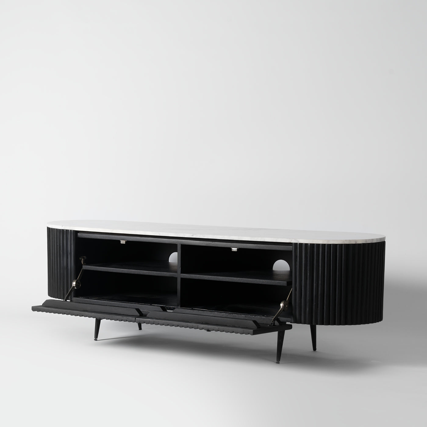 Black wooden media unit