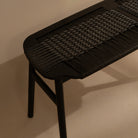 arven solid oak black woven dining bench