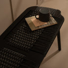 arven solid oak black woven dining bench