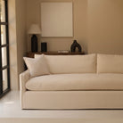 minimalist linen loveseat