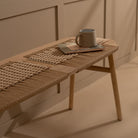 arven solid light oak woven dining bench