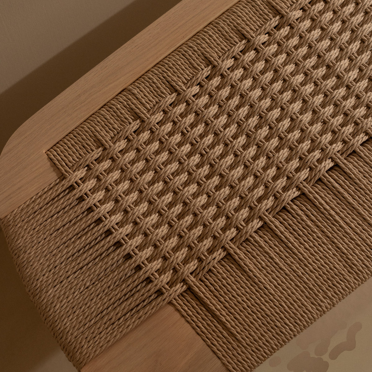 arven solid light oak woven dining bench