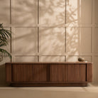 riva dark walnut wood sliding 2 door tv unit