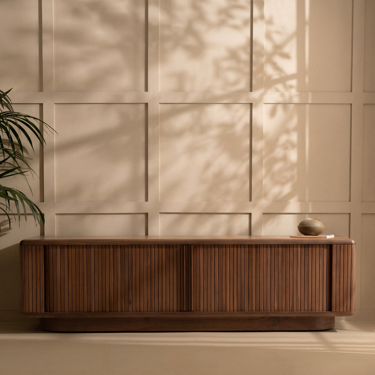riva dark walnut wood sliding 2 door tv unit