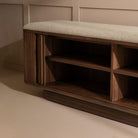 riva walnut wood 2 door ottoman storage bench