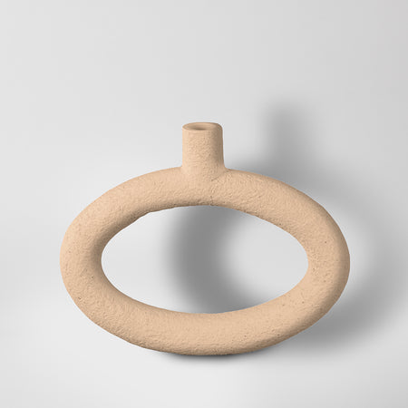 Beige Oval Candle Holder