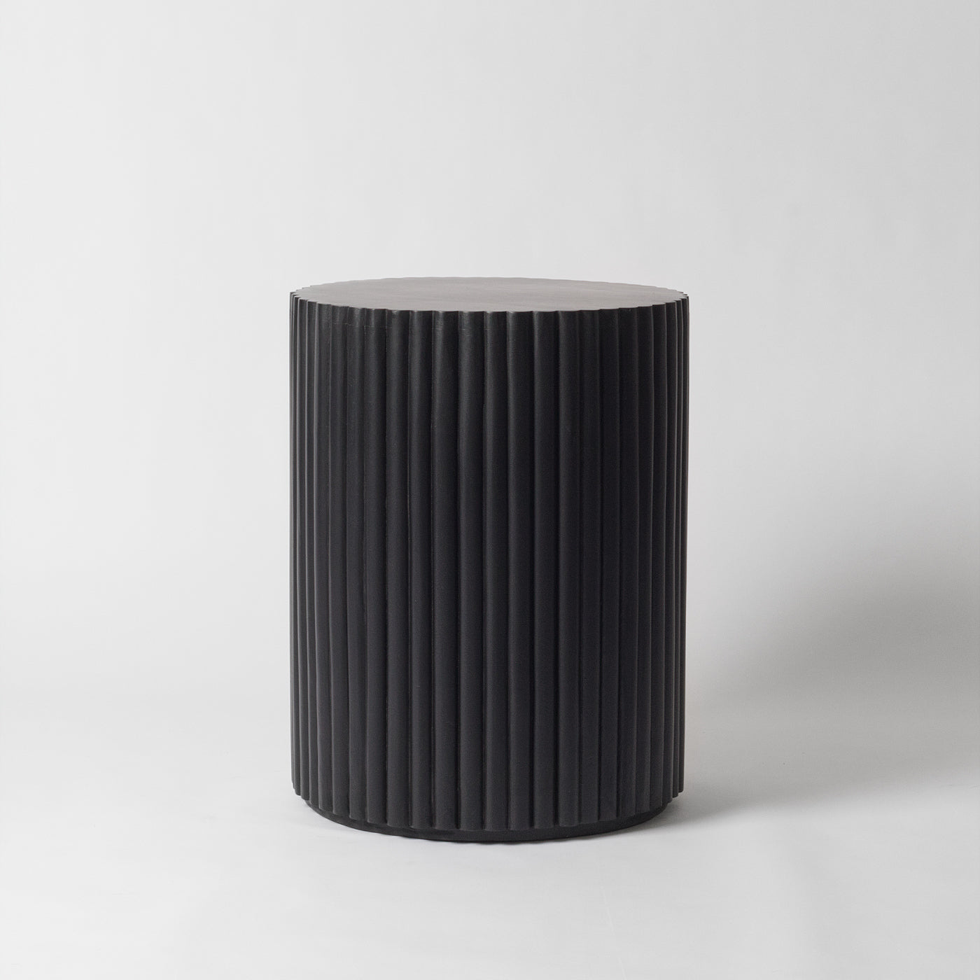 Baldr Black Round Side Table, Wood, Fluted | Vaunt Design