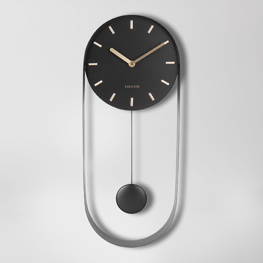 Jorey Black And Brass Pendulum Wall Clock, Contemporary