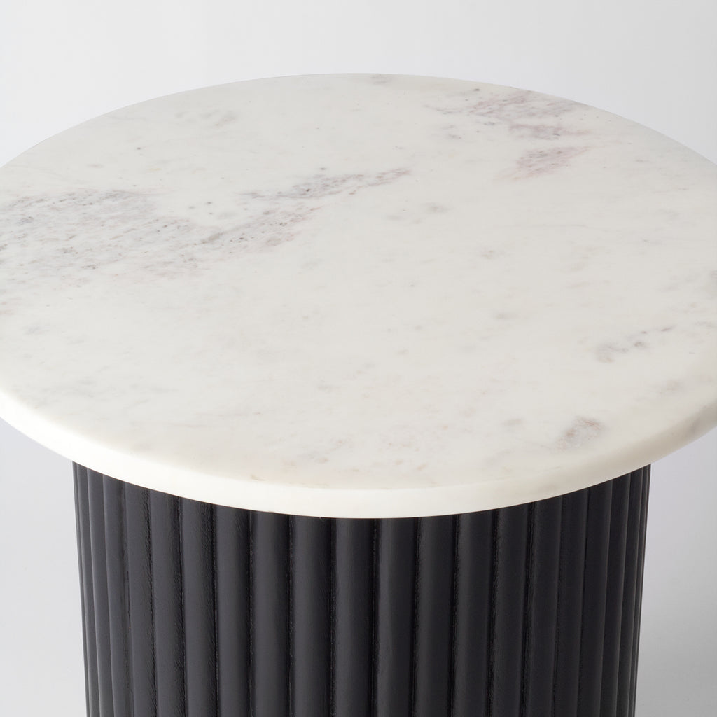 Olavi Black And White Side Table, Marble, Ribbed | Vaunt Design