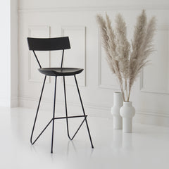 Stoker Black Counter Stool with Backrest