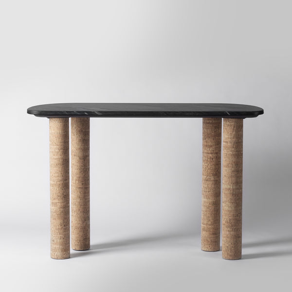 Black marble deals console table