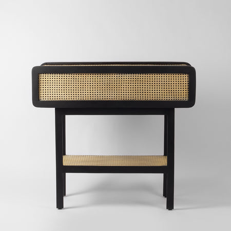Hege Black Cane Console Table