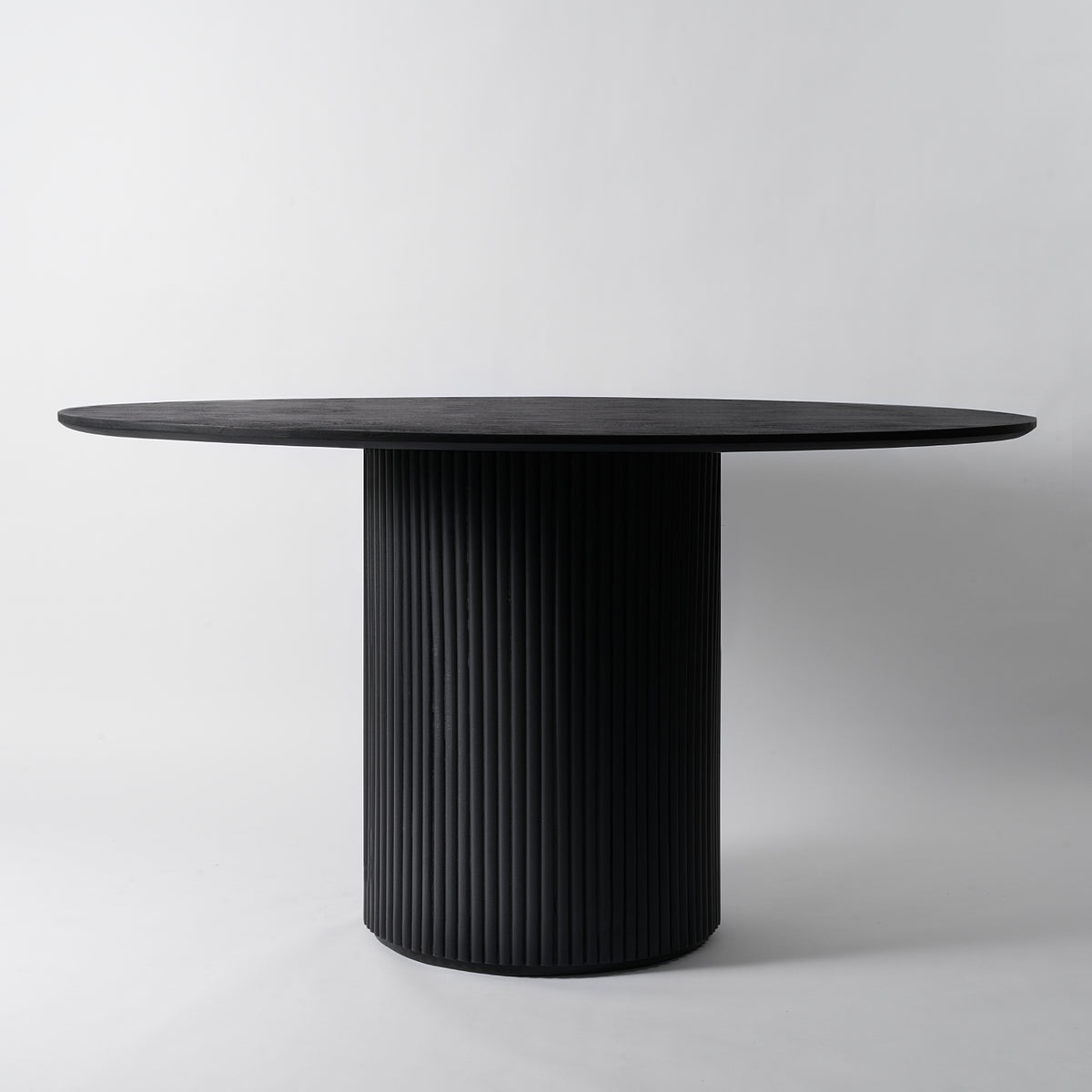 Black Table Ribbed Baldr Black Round Dining Table, Ribbed | Vaunt Design