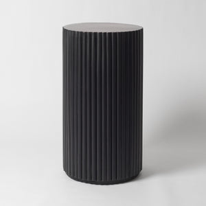 Black ribbed tall side table