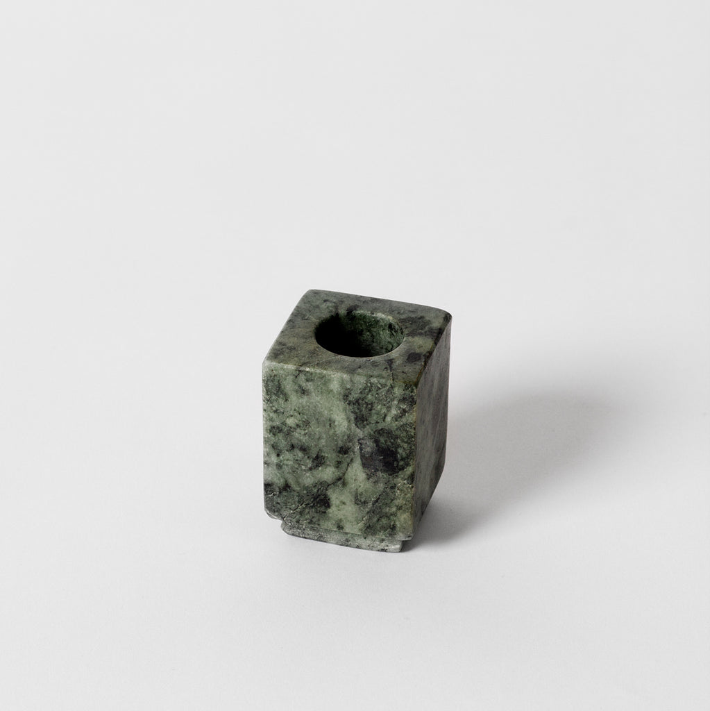 Green marble candlestick holder