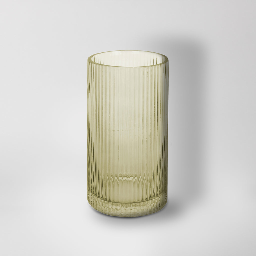 Green Rippled Glass Vase