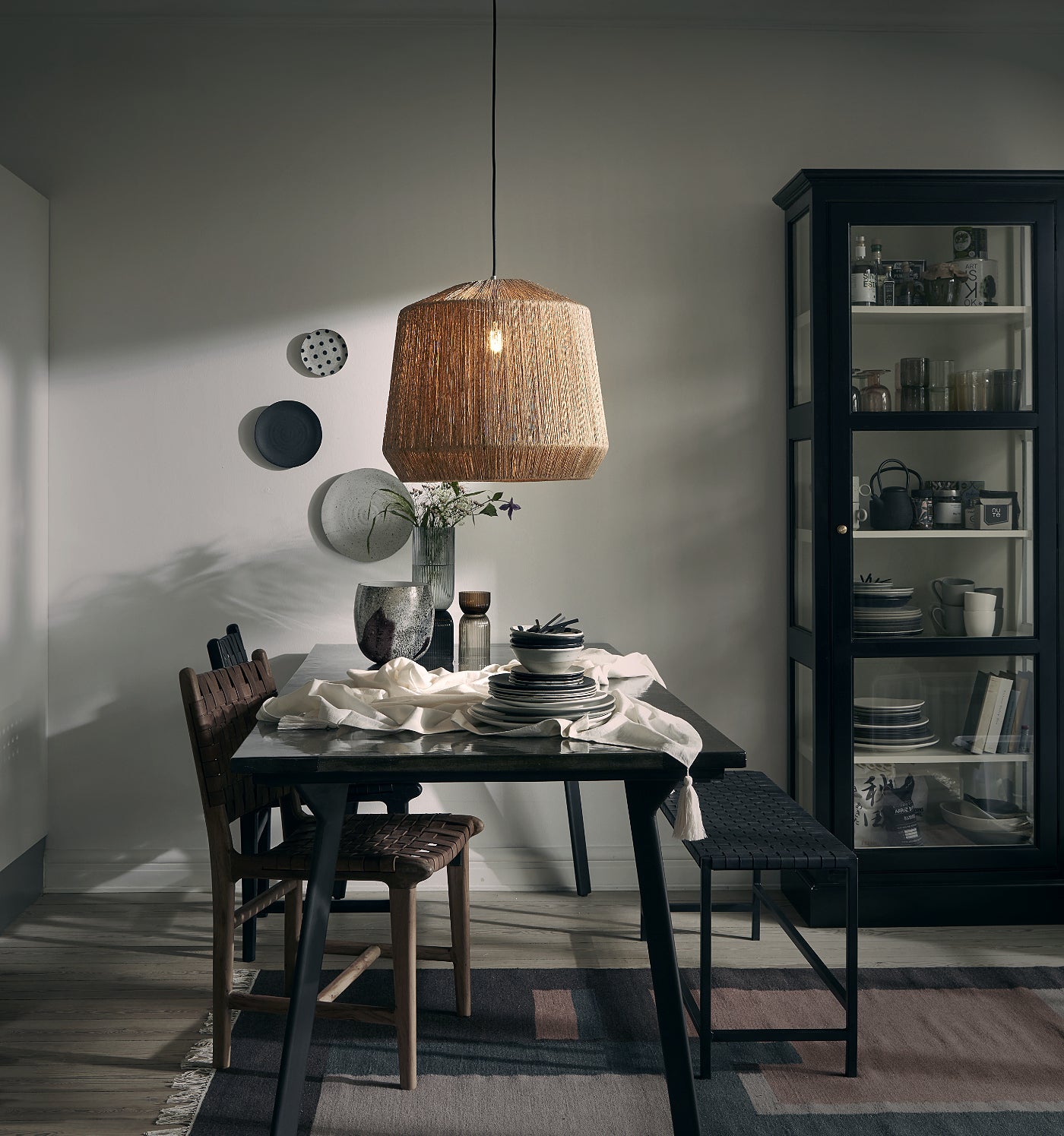 large wicker jute lampshade