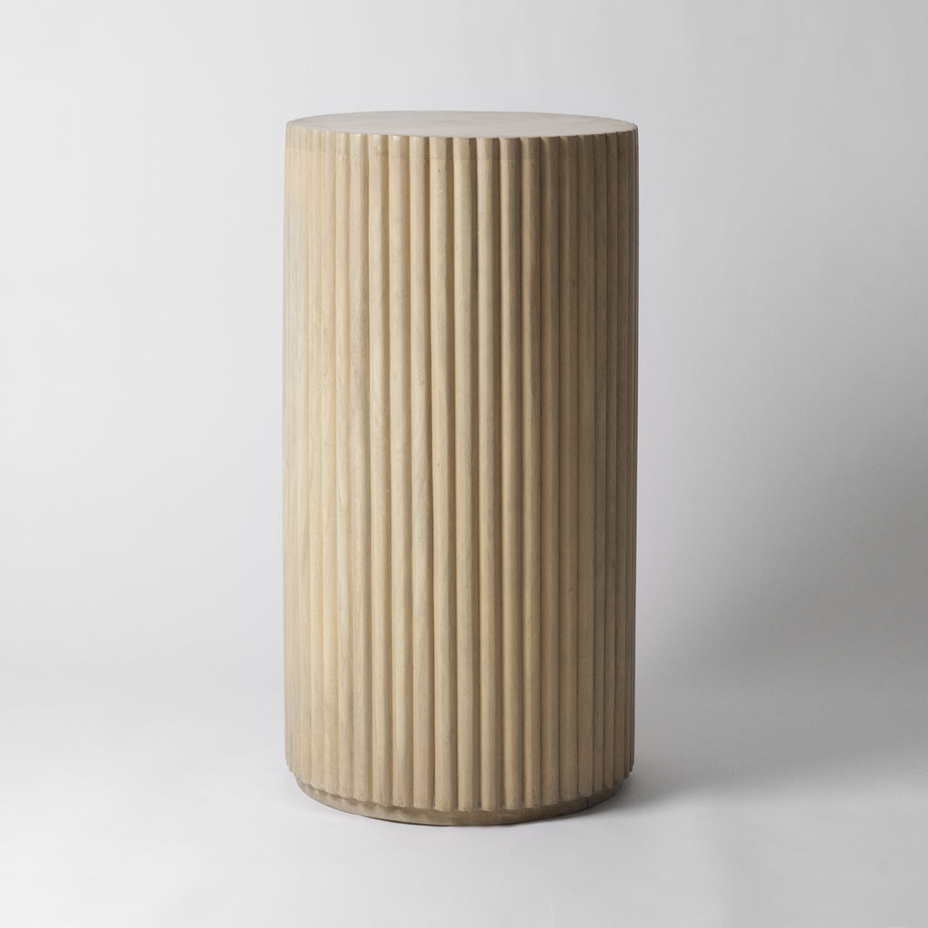 Baldr Tall Pedestal Table, Ribbed, Mango Wood | Vaunt Design