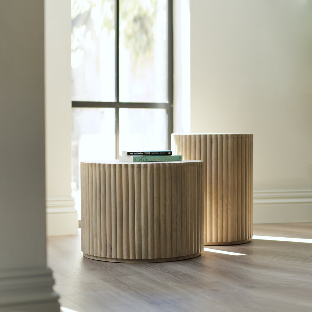Baldr Ribbed Side Table, Fluted, Natural | Vaunt Design