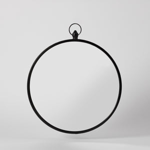 Black round hanging mirror