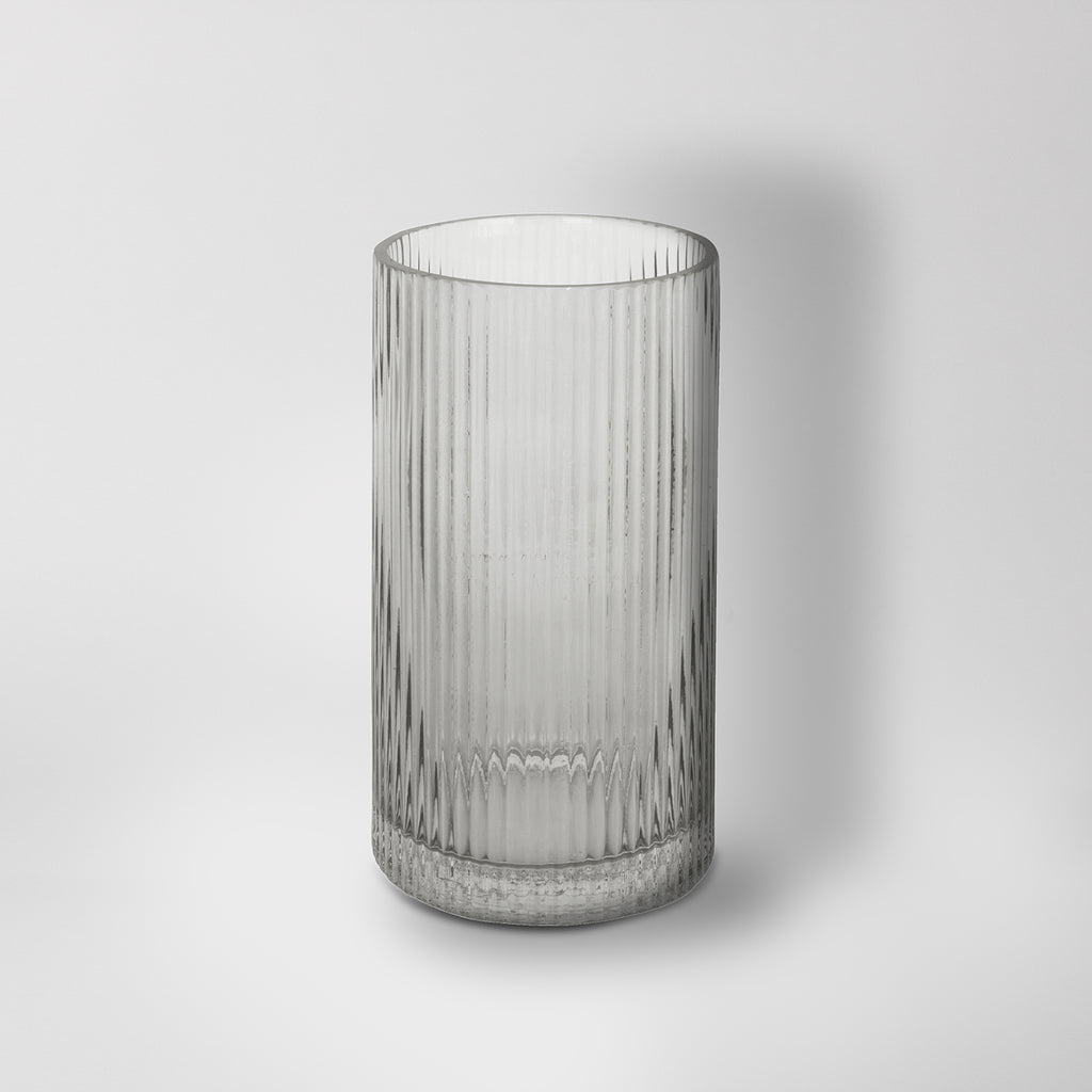 Smoked Rippled Glass Vase