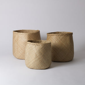 Natural Seagrass Baskets, set of 3