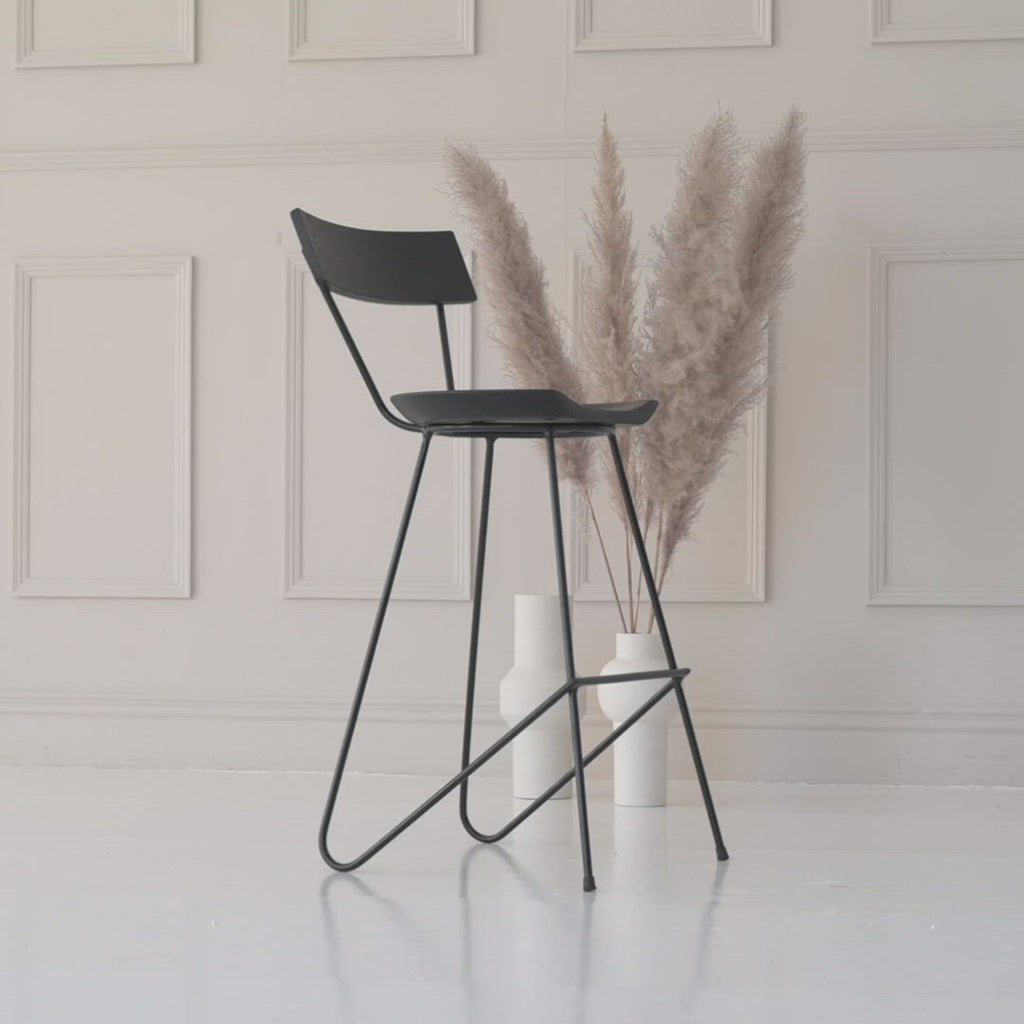 Black bar stool with backrest